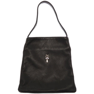 美品 クロムハーツ ダガー ドラキュラ ハンドバッグ レザー ブラック シルバー925 黒0057【中古】CHROME HEARTS