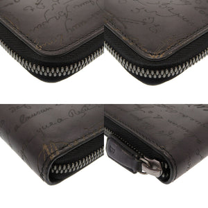 美品 ベルルッティ カリグラフィ ヴェネチアンレザー ネイビー ラウンドファスナー長財布 財布 紺 0004 【中古】 BERLUTI メンズ