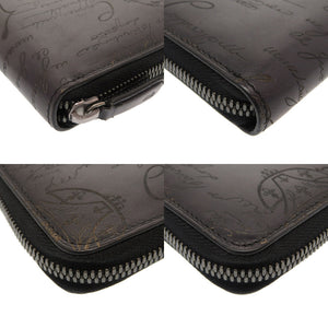 美品 ベルルッティ カリグラフィ ヴェネチアンレザー ネイビー ラウンドファスナー長財布 財布 紺 0004 【中古】 BERLUTI メンズ