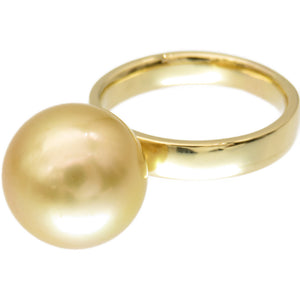 美品 タサキ ゴールデンパール 13.6ｍｍ K18YG リング 指輪 南洋真珠 16号 ゴールド ジュエリー アクセサリー 0010【中古】TASAKI レディース