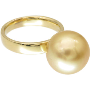 美品 タサキ ゴールデンパール 13.6ｍｍ K18YG リング 指輪 南洋真珠 16号 ゴールド ジュエリー アクセサリー 0010【中古】TASAKI レディース