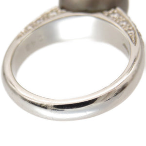 美品 ブラックパール 黒蝶真珠 12.3mm ダイヤ0.48ct Pt900 リング 指輪 14号 0011【中古】ジュエリー レディース