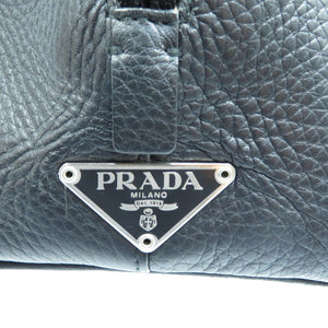 美品 プラダ レザー ハンドバッグ トートバッグ ブラック 黒 シルバー金具 鍵 カデナ クロシェット 0014【中古】PRADA