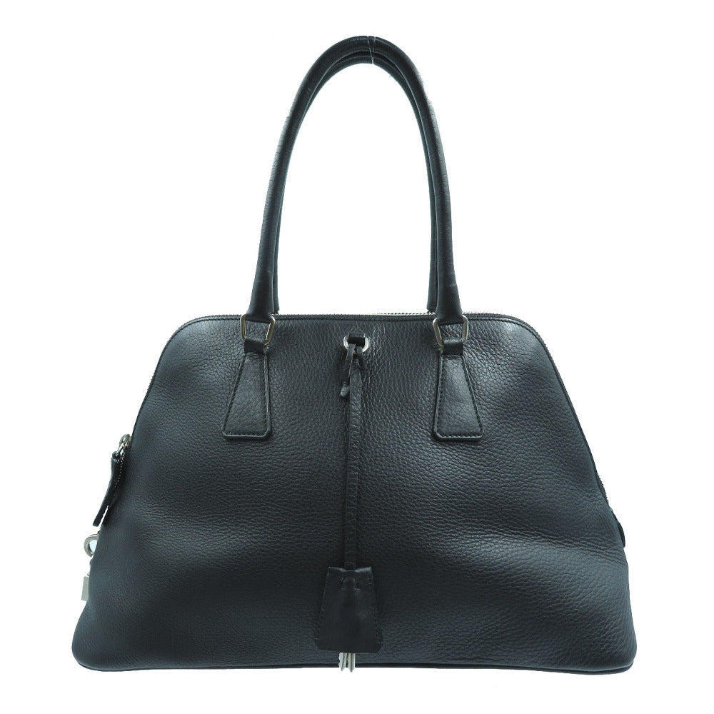 美品 プラダ レザー ハンドバッグ トートバッグ ブラック 黒 シルバー金具 鍵 カデナ クロシェット 0014【中古】PRADA