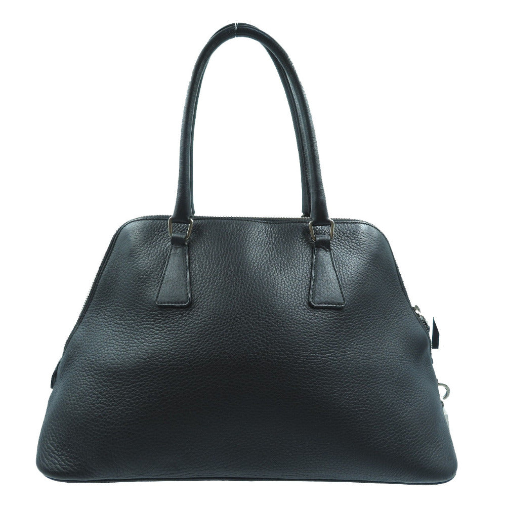 美品 プラダ レザー ハンドバッグ トートバッグ ブラック 黒 シルバー金具 鍵 カデナ クロシェット 0014【中古】PRADA