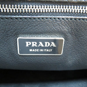 美品 プラダ レザー ハンドバッグ トートバッグ ブラック 黒 シルバー金具 鍵 カデナ クロシェット 0014【中古】PRADA