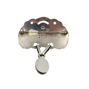 ジョージジェンセン シルバー925 アゲート シルバー グリーン イエロー ブローチ0051【中古】GEORG JENSEN