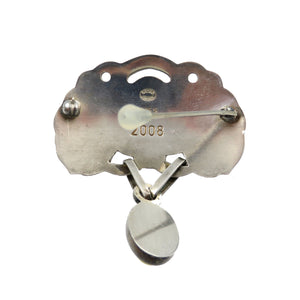 ジョージジェンセン シルバー925 アゲート シルバー グリーン イエロー ブローチ0051【中古】GEORG JENSEN