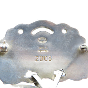 ジョージジェンセン シルバー925 アゲート シルバー グリーン イエロー ブローチ0051【中古】GEORG JENSEN