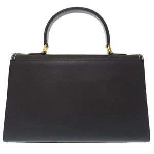 新品同様 イヴ サンローラン ヴィンテージ YSL レザー ブラック ホワイトステッチ ゴールド金具 ハンドバッグ バッグ 黒 0071 【中古】 YVES SAINT LAURENT