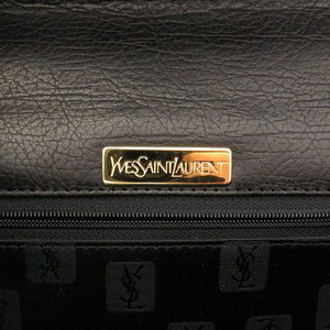 新品同様 イヴ サンローラン ヴィンテージ YSL レザー ブラック ホワイトステッチ ゴールド金具 ハンドバッグ バッグ 黒 0071 【中古】 YVES SAINT LAURENT
