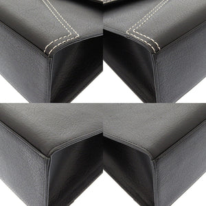 新品同様 イヴ サンローラン ヴィンテージ YSL レザー ブラック ホワイトステッチ ゴールド金具 ハンドバッグ バッグ 黒 0071 【中古】 YVES SAINT LAURENT