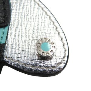 未使用 ティファニー 蜂 レザー シルバー金具 ブルー ブラック シルバー キーホルダー キーリング 0101【中古】TIFFANY&Co.