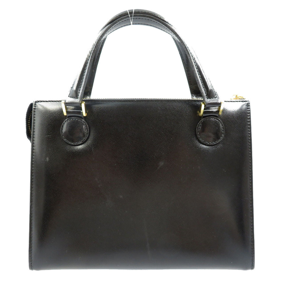ジャンニ ヴェルサーチ サンバースト レザー ゴールド金具 ブラック 黒 ハンドバッグ 0043【中古】Gianni Versace