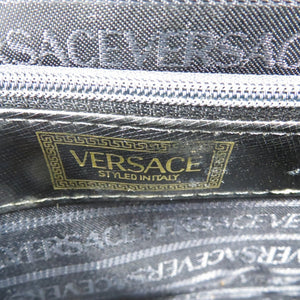 ジャンニ ヴェルサーチ サンバースト レザー ゴールド金具 ブラック 黒 ハンドバッグ 0043【中古】Gianni Versace