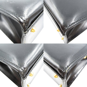 ジャンニ ヴェルサーチ サンバースト レザー ゴールド金具 ブラック 黒 ハンドバッグ 0043【中古】Gianni Versace