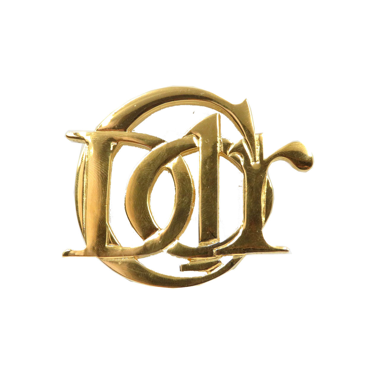 美品 クリスチャンディオール メタル ゴールド 金 ロゴ ブローチ アクセサリー 0050【中古】Christian Dior