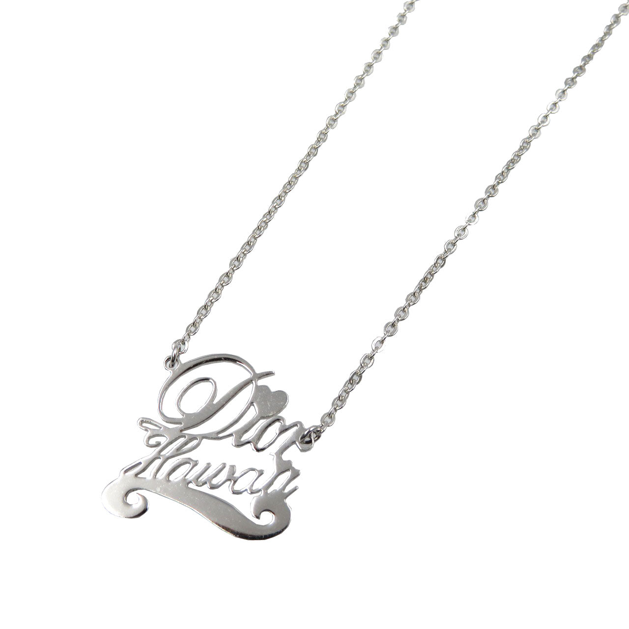 美品 クリスチャンディオール メタル シルバー ロゴ ネックレス 0053【中古】Christian Dior