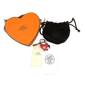 未使用 エルメス ティータイム ハートモチーフ メタル シルバー レッド スカーフリング 0054【中古】HERMES