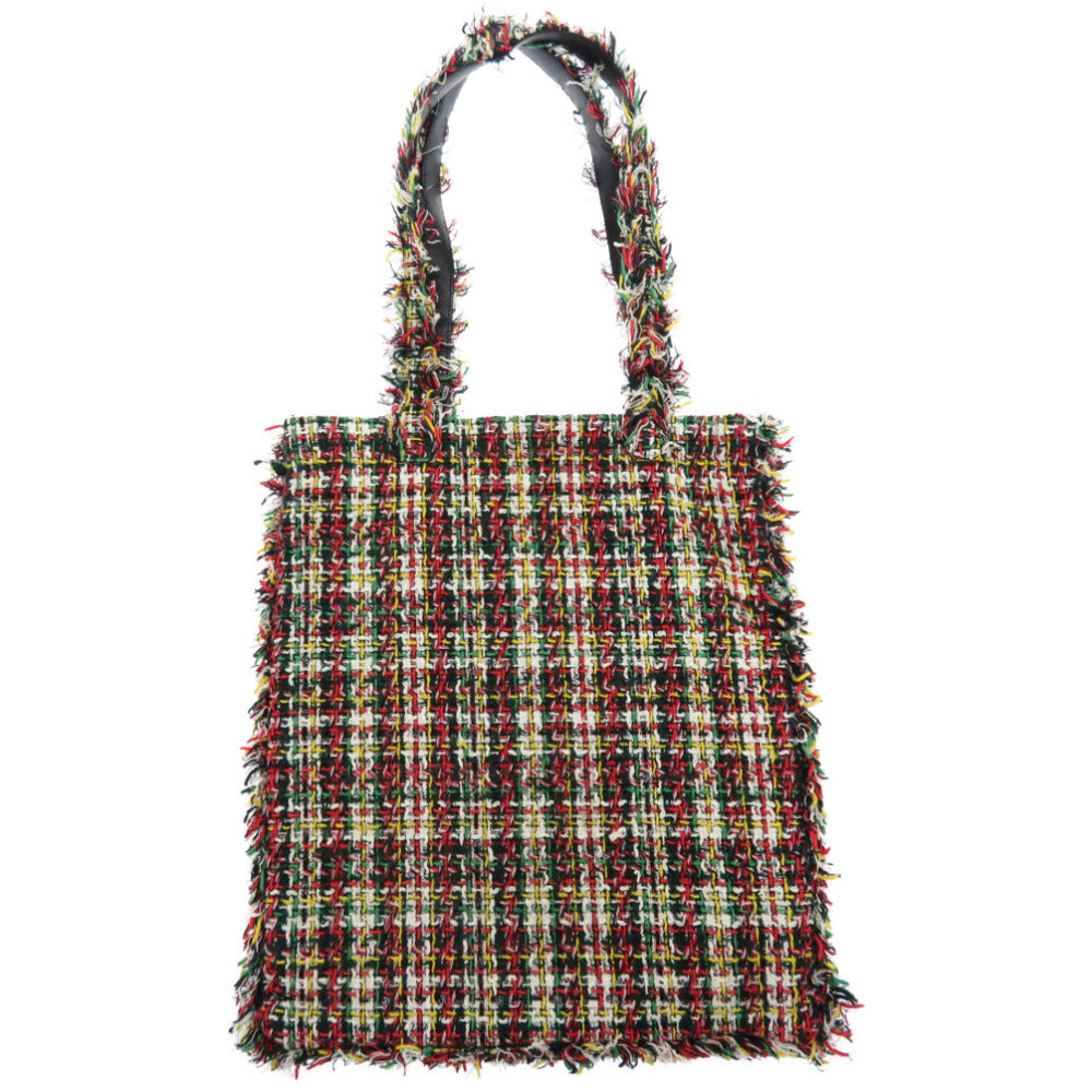 美品 シャネル No5 ツイード ショッピング トート バッグ チェーン マルチカラー 0089【中古】CHANEL