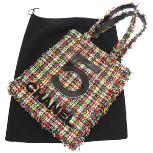 美品 シャネル No5 ツイード ショッピング トート バッグ チェーン マルチカラー 0089【中古】CHANEL