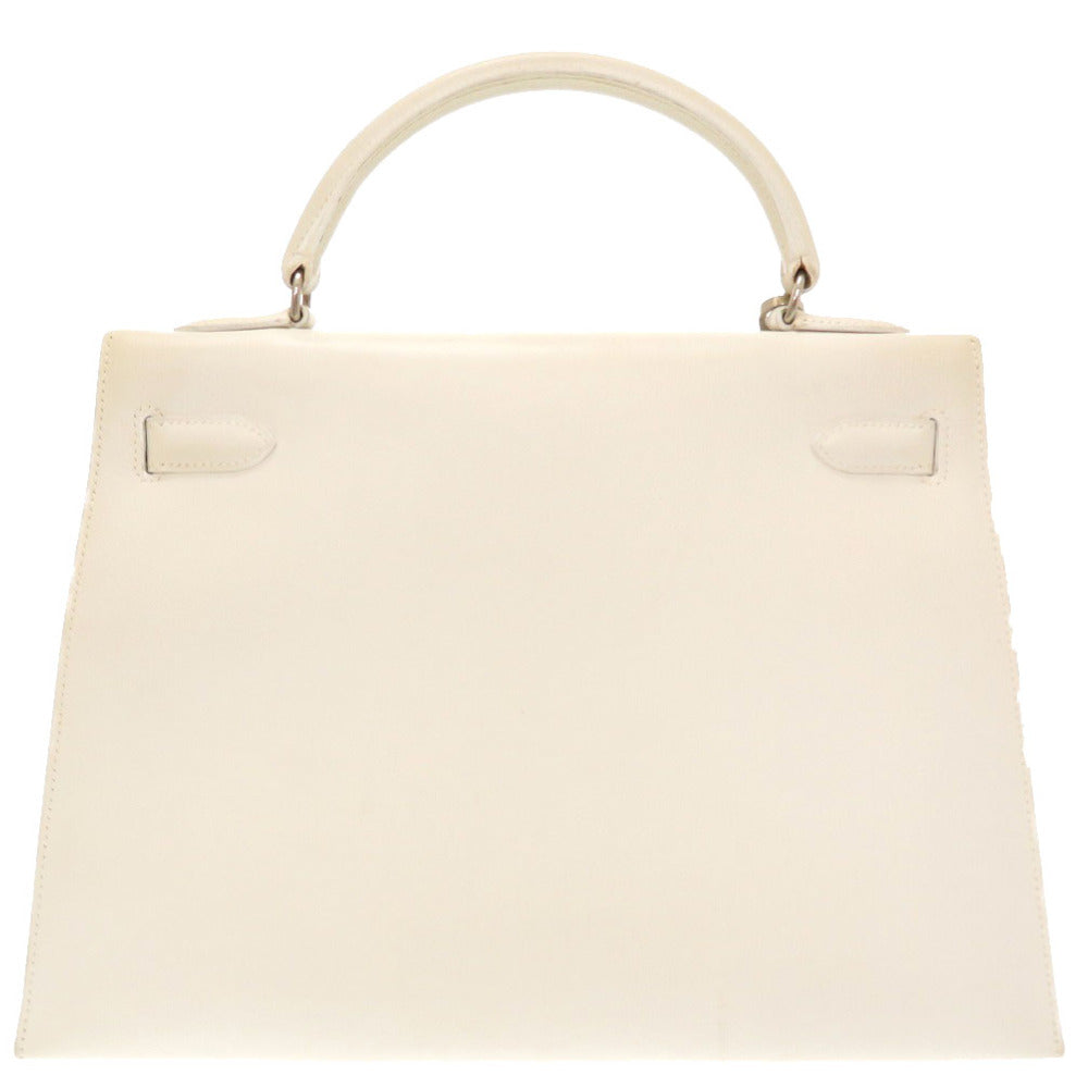 エルメス ケリー32 外縫い ヴォ―グレネ ホワイト シルバー金具 □B刻印 ハンドバッグ バッグ 白 0098 【中古】 HERMES