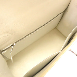 エルメス ケリー32 外縫い ヴォ―グレネ ホワイト シルバー金具 □B刻印 ハンドバッグ バッグ 白 0098 【中古】 HERMES