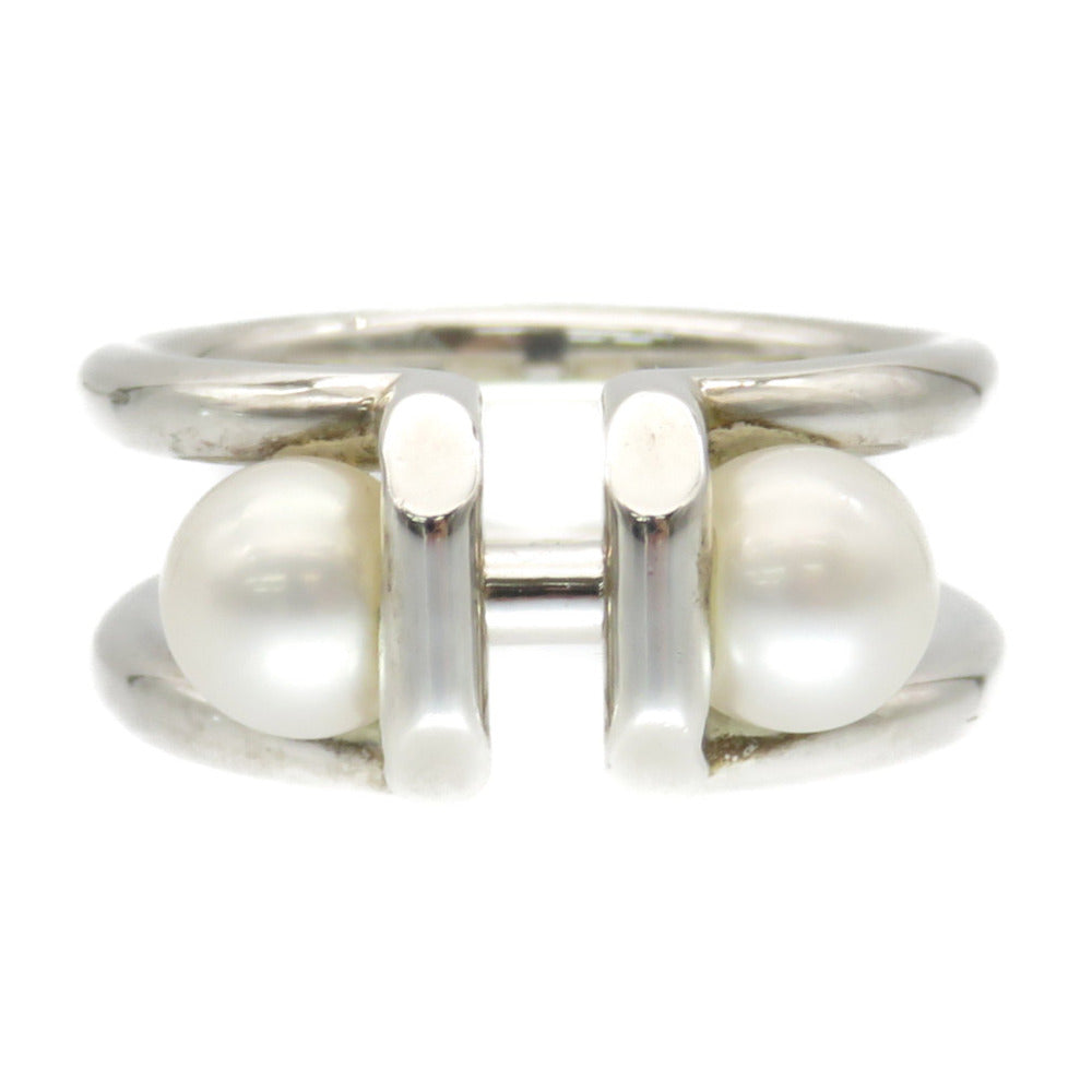 美品 ティファニー ハードウェア ダブルパール リング 指輪 シルバー925/真珠 8号 シルバー アクセサリー 0120【中古】TIFFANY&Co. レディース