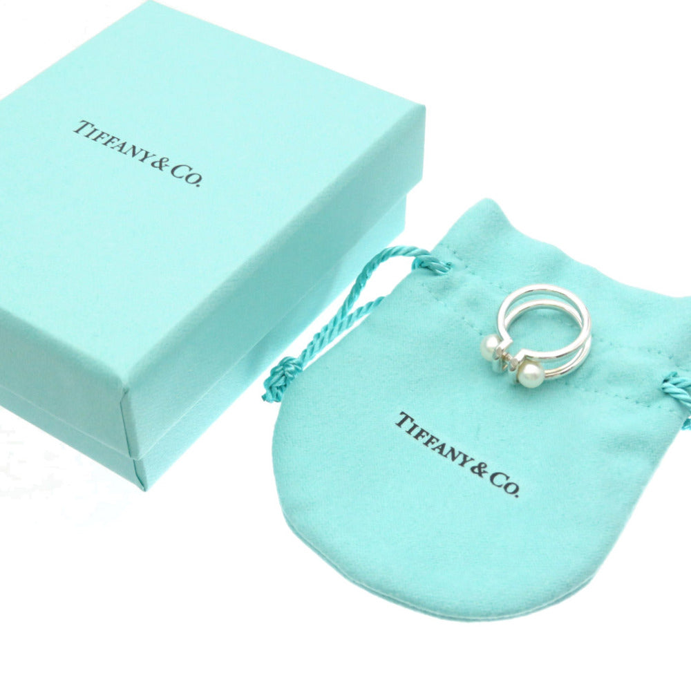 美品 ティファニー ハードウェア ダブルパール リング 指輪 シルバー925/真珠 8号 シルバー アクセサリー 0120【中古】TIFFANY&Co. レディース