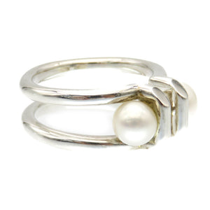 美品 ティファニー ハードウェア ダブルパール リング 指輪 シルバー925/真珠 8号 シルバー アクセサリー 0120【中古】TIFFANY&Co. レディース