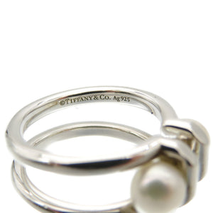 美品 ティファニー ハードウェア ダブルパール リング 指輪 シルバー925/真珠 8号 シルバー アクセサリー 0120【中古】TIFFANY&Co. レディース