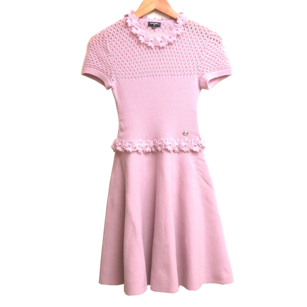 美品 シャネル ウール ワンピース サイズ34 ピンク 0128【中古】CHANEL レディース
