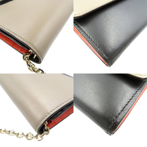 美品 ポールスミス KPW060 レザー ゴールド金具 ショルダーバッグ チェーンウォレット グレー ブラック レッド 0131【中古】Paul Smith