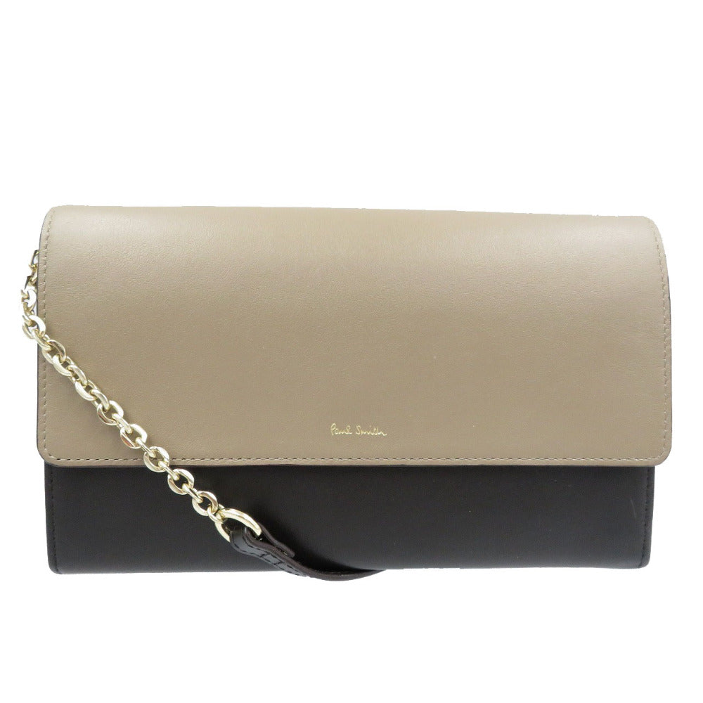 美品 ポールスミス KPW060 レザー ゴールド金具 ショルダーバッグ チェーンウォレット グレー ブラック レッド 0131【中古】Paul Smith