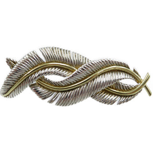 ティファニー シルバー925 18金 ヴィンテージ Wフェザー 羽 ブローチ シルバー イエローゴールド 0133【中古】TIFFANY&Co.