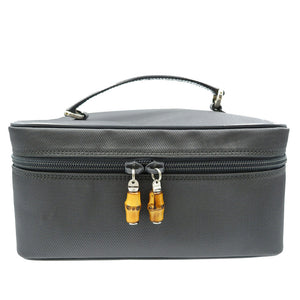 新品同様 グッチ バンブー キャンバス シルバー金具 ブラック 黒 バニティバッグ 化粧ポーチ 0136【中古】GUCCI