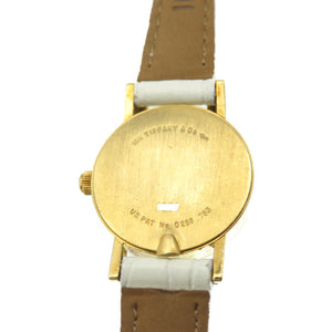 美品 ティファニー アトラス K18YG 金無垢 D286.753 クオーツ 腕時計 型押しレザー ゴールド 0138【中古】TIFFANY&Co. レディース