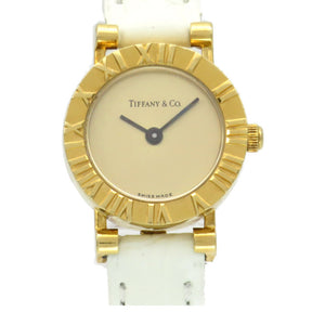 美品 ティファニー アトラス K18YG 金無垢 D286.753 クオーツ 腕時計 型押しレザー ゴールド 0138【中古】TIFFANY&Co. レディース
