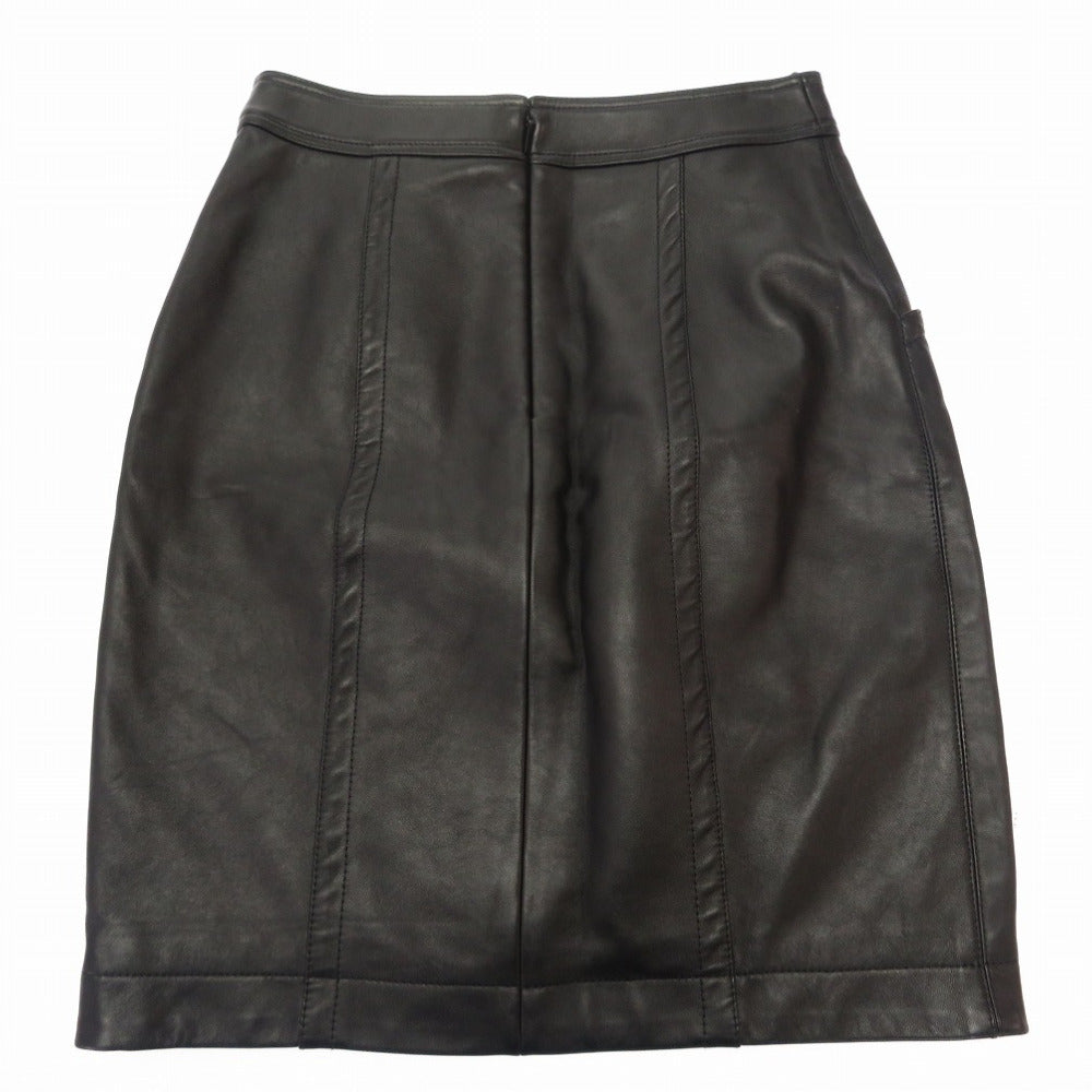 新品同様 サンローランパリ レザー スカート ブラック サイズ36 黒 0141【中古】SAINT LAURENT PARIS レディース
