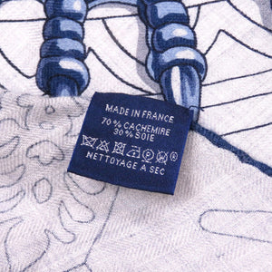 美品 エルメス カレ ロサンジュ ドラゴン カシミヤ シルク グレー ストール 0142 【中古】 HERMES