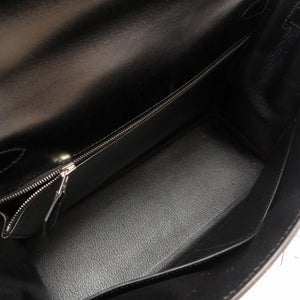 美品 エルメス ケリー32 内縫い ボックスカーフ ブラック シルバー金具 新金具 □L刻印 ハンドバッグ バッグ 黒 0017 【中古】 HERMES