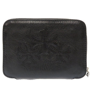 新品同様 クロムハーツ BANK ROBBER バンクローバー セメタリークロス レザー ブラック シルバー925 二つ折り財布 財布 黒 0019 【中古】 CHROME HEARTS メンズ