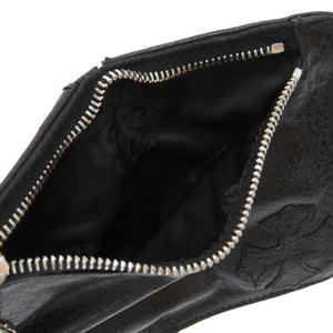 新品同様 クロムハーツ BANK ROBBER バンクローバー セメタリークロス レザー ブラック シルバー925 二つ折り財布 財布 黒 0019 【中古】 CHROME HEARTS メンズ