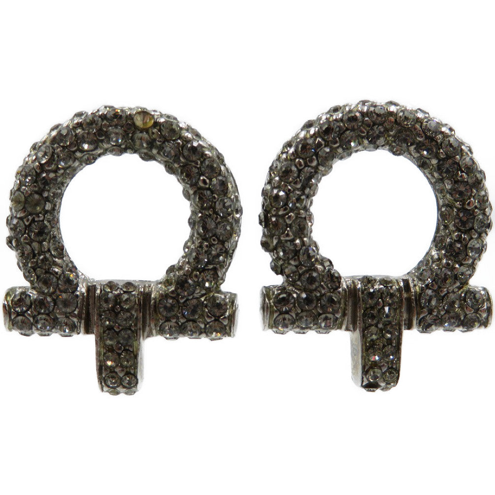 サルヴァトーレ フェラガモ メタル クリスタル イヤリング アクセサリー 0045【中古】Salvatore Ferragamo