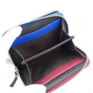 ポールスミス コントラストジップ レザー シルバー金具 ワイン ブラウン 茶 4連 キーケース コインケース 0047【中古】Paul Smith