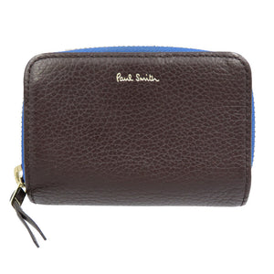 ポールスミス コントラストジップ レザー シルバー金具 ワイン ブラウン 茶 4連 キーケース コインケース 0047【中古】Paul Smith