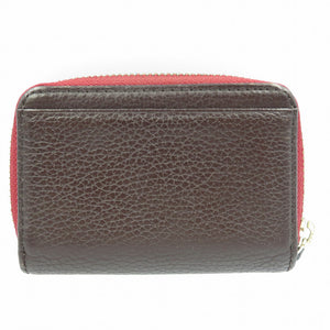 ポールスミス コントラストジップ レザー シルバー金具 ワイン ブラウン 茶 4連 キーケース コインケース 0047【中古】Paul Smith