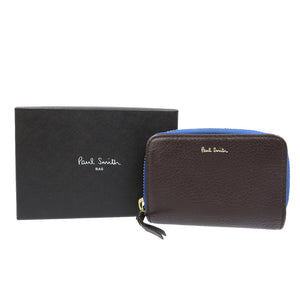 ポールスミス コントラストジップ レザー シルバー金具 ワイン ブラウン 茶 4連 キーケース コインケース 0047【中古】Paul Smith