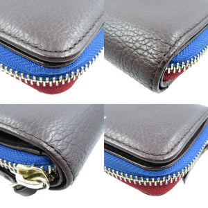 ポールスミス コントラストジップ レザー シルバー金具 ワイン ブラウン 茶 4連 キーケース コインケース 0047【中古】Paul Smith