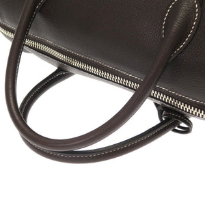美品 エルメス ポロション 1925 30 エバーカーフ ダークブラウン シルバー金具 □N刻印 ハンドバッグ バッグ 0092 【中古】 HERMES